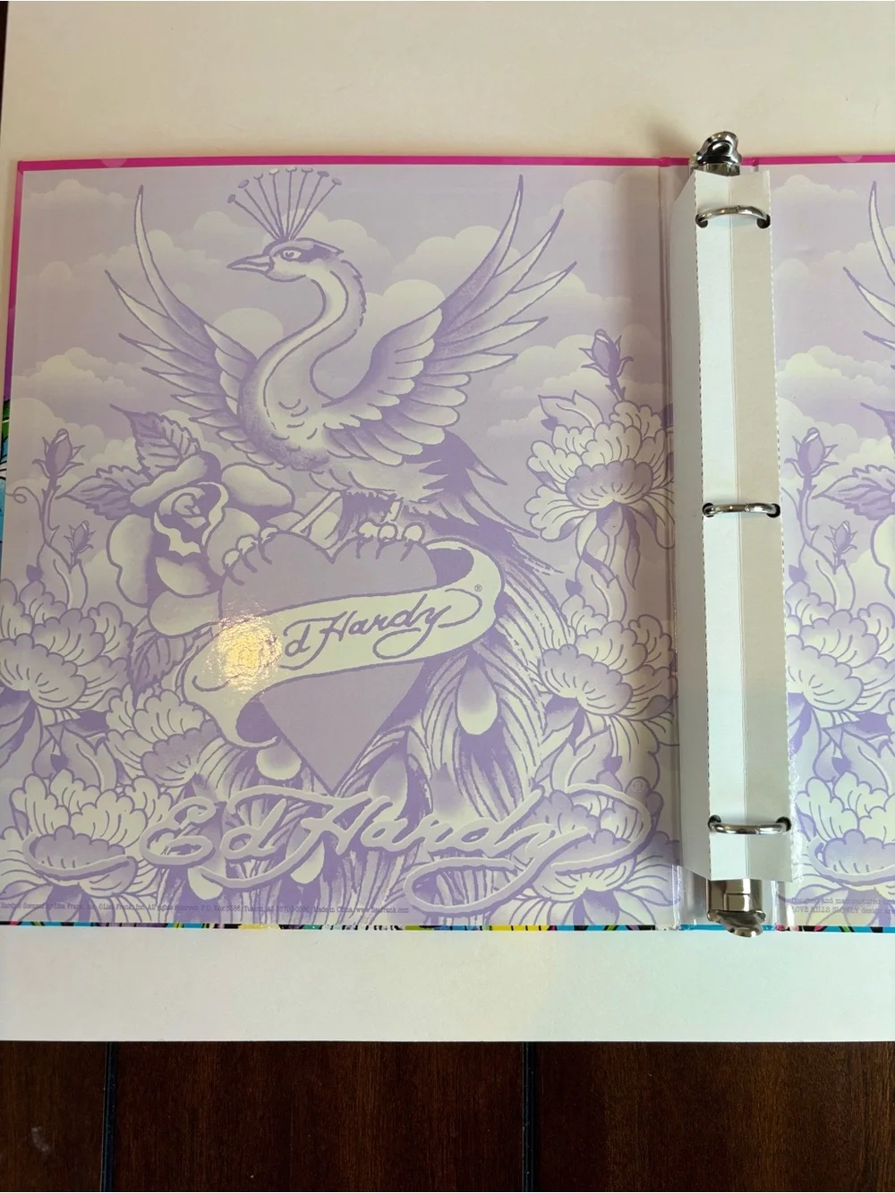NEW Ed Hardy Peacock Heart 1” 3-Ring Binder Y2K School Office Lisa Frank